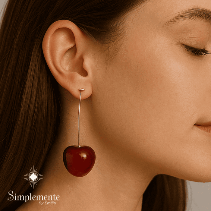 Atrevido arete de cereza con aleación de metales. - Image 1