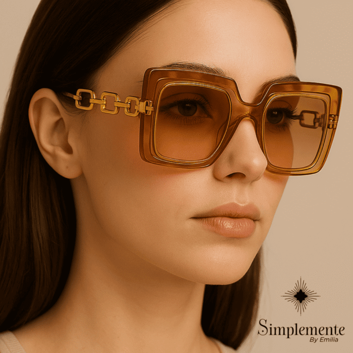 Lentes grandes de sol, cafés, cuadrados de policarbonato. - Image 1