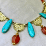 Precioso collar boho, con turquesa y cristales ámbar, delicado y versátil - Image 2