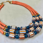 Enigmático collar de 3 capas, Baño de oro 12k, Arcilla polimérica y cristales checos. - Image 2