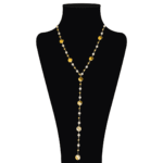 Infaltable collar liviano largo de aleación de metales, con perlas acrílicas enganchadas. - Image 2