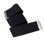 Delicado cinturón negro de banda elástica de 5cm de ancho, con hebilla minimalista plateada. - Image 2