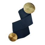 Halagador cinturón negro de banda elástica de 6cm de ancho, hebilla redonda dorada. - Image 2