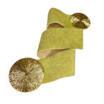 Deslumbrante fajón de banda elástica dorada de 6 cm ancho, con hebilla circular. - Image 2