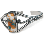 Pulsera con aleación de metales y piedras semipreciosasa, baño de plata. - Image 2