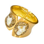 Majestuosa pulsera de cobre con baño de oro 18k. y perla cultivada. - Image 2